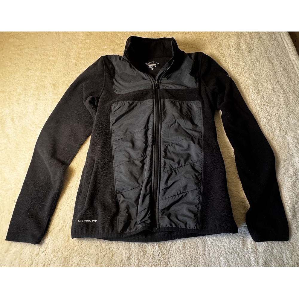 Nike Therma-FIT Women's Black Full Zip Fleece Jacket Medium Insulated
